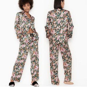 Victoria's Secret Floral Pajama Set - Black and Pink